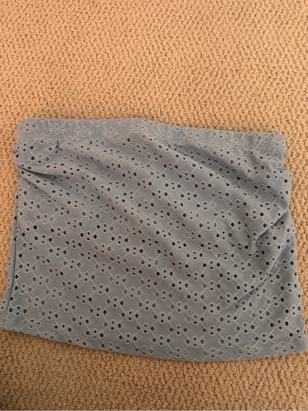 Match Eyelet Lace tube top in Dusty Blue
